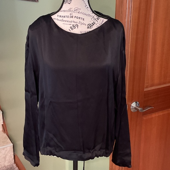 Zara Tops - Zara Black Satin Blouse Drawstring Bottom, Size S
